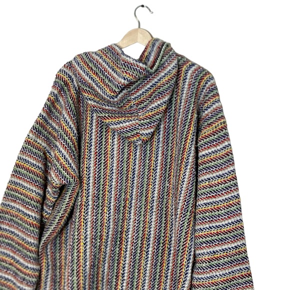 El Paso Unisex Striped Baja Hoodie Pullover Sweater Size L Colorful Beach Boho - Picture 4 of 8